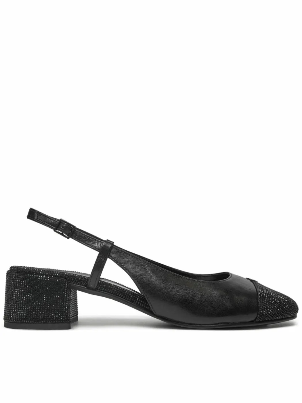Décolleté Cap-Toe Pave Singback Pump 160256 Nero