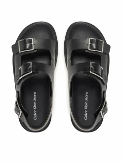 Sandali Flat Molded Sandal Buckle YW0YW01785 Nero