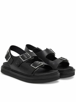Sandali Flat Molded Sandal Buckle YW0YW01785 Nero