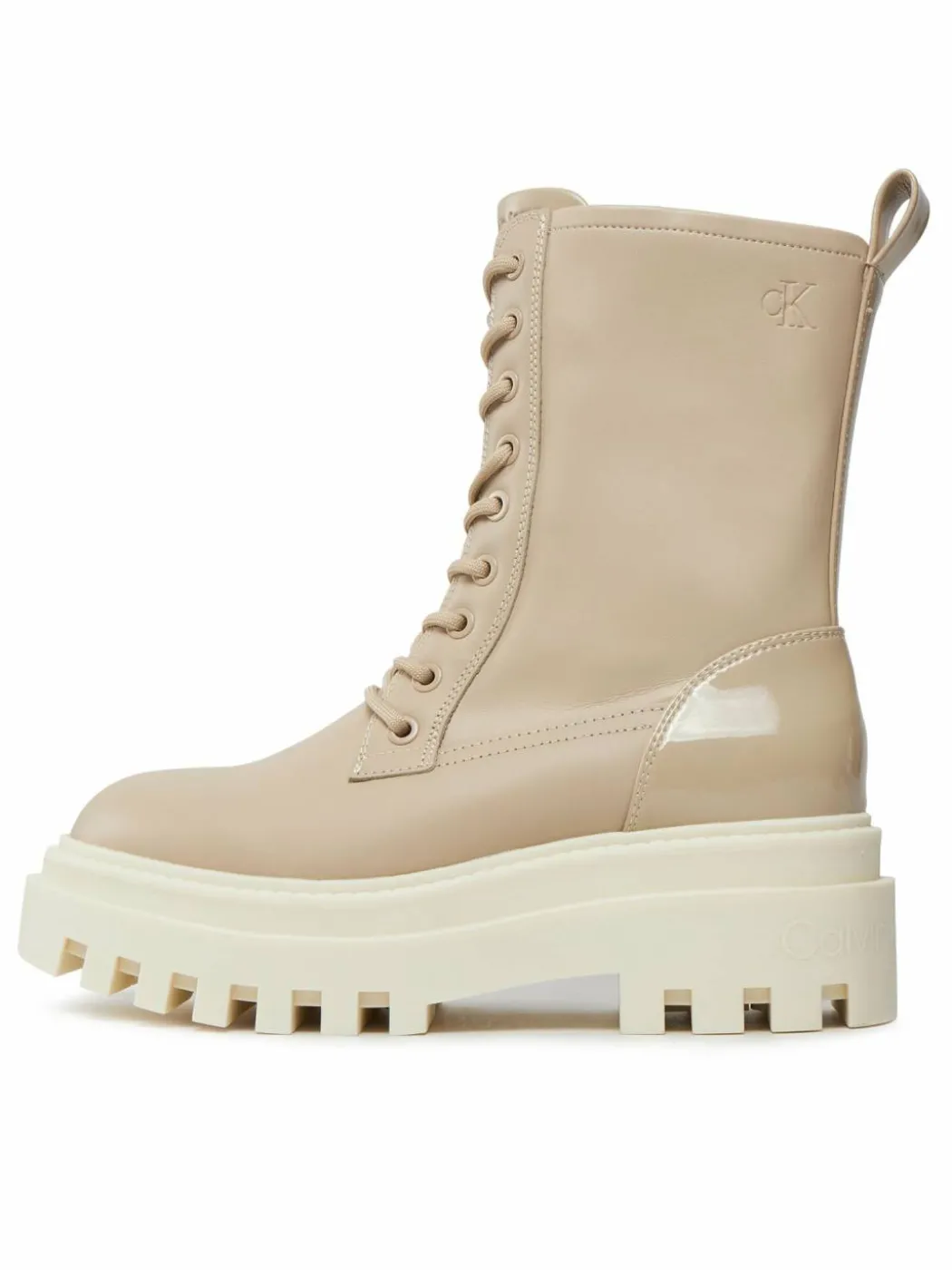 Scarponcini Chunky Laceup Lth Mg Sat YW0YW01285 Beige