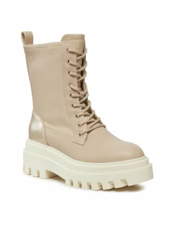 Scarponcini Chunky Laceup Lth Mg Sat YW0YW01285 Beige
